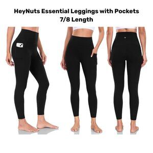 HeyNuts Essential 7/8 Black High-Waisted Leggings with Pockets